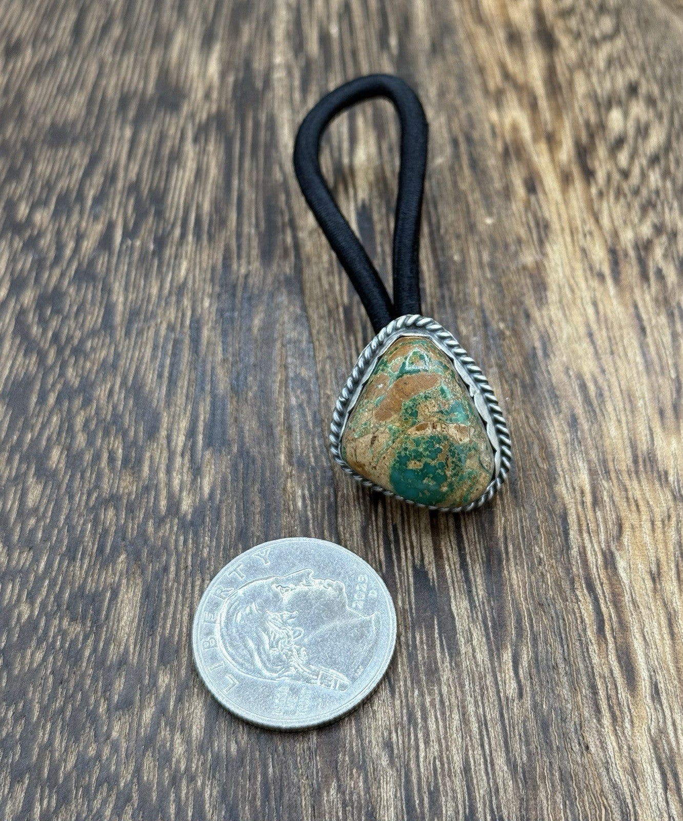 Native American Navajo Handmade Sterling Silver Royston Turquoise Hair Tie