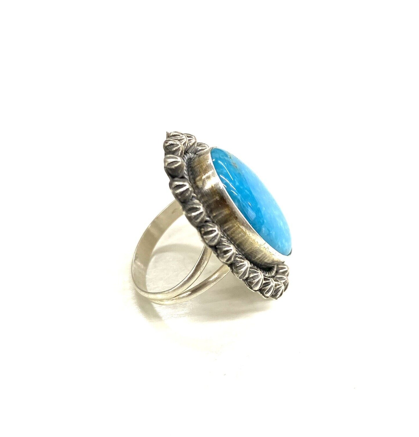 navajo handmade sterling silver natural kingman turquoise stone ring size 8