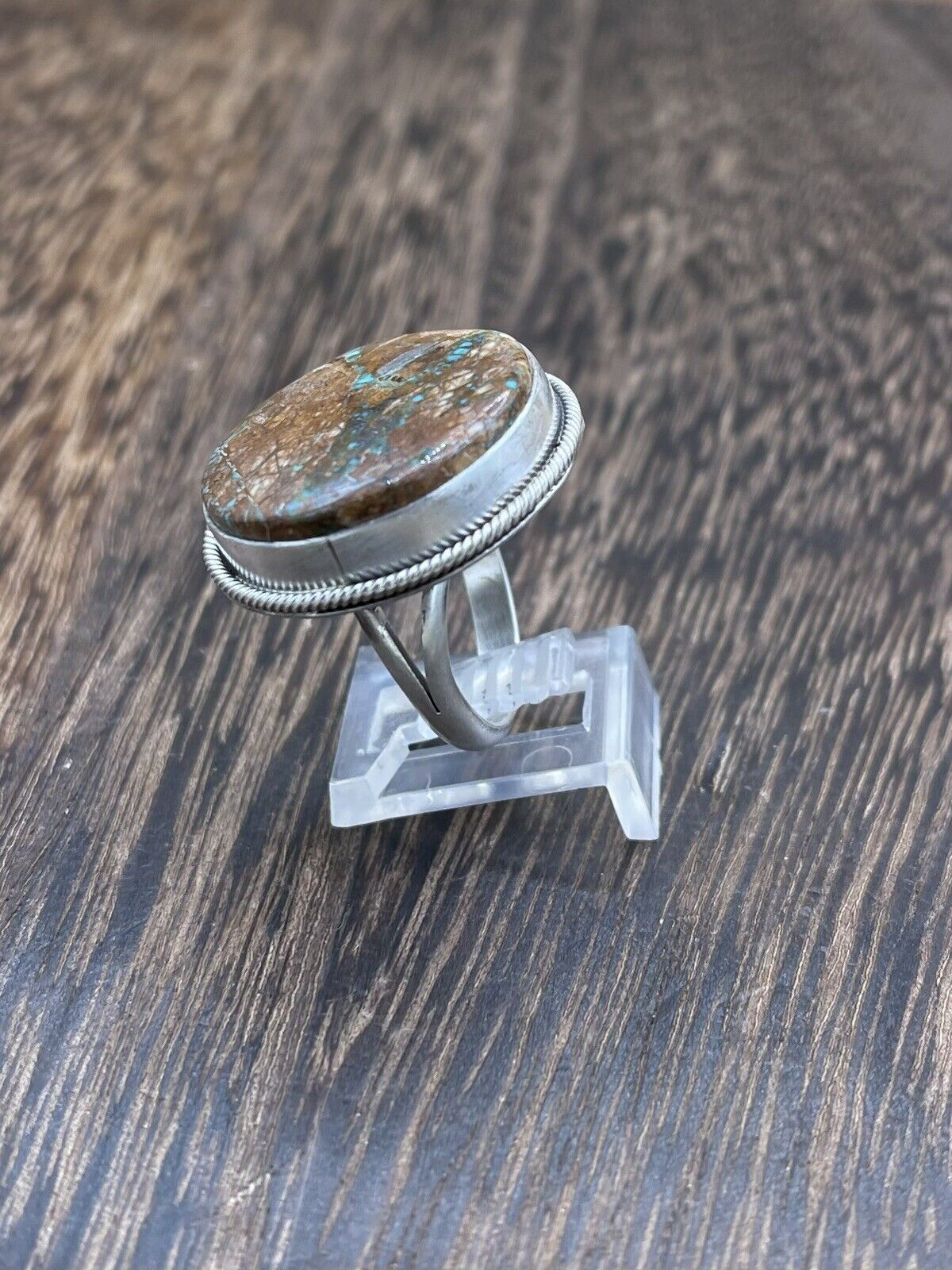 Native American Navajo Handmade Silver Royston Turquoise Old Look Ring Size 8