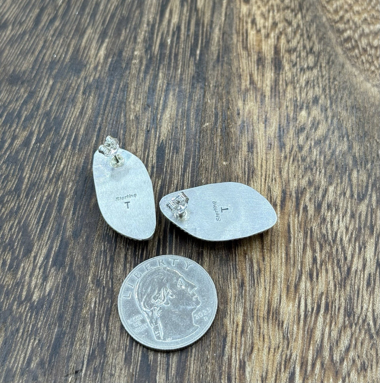 Native Navajo Handmade Sterling Silver Red Spiny Oyster Shell Post Stud Earrings