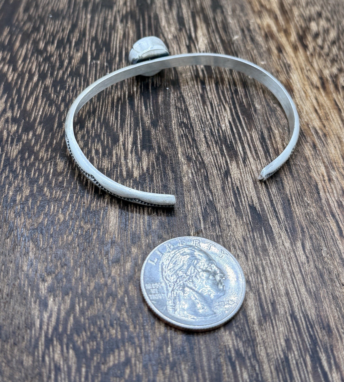 Navajo Handmade Sterling Silver Blue Ridge Turquoise Stacker Cuff Bracelet