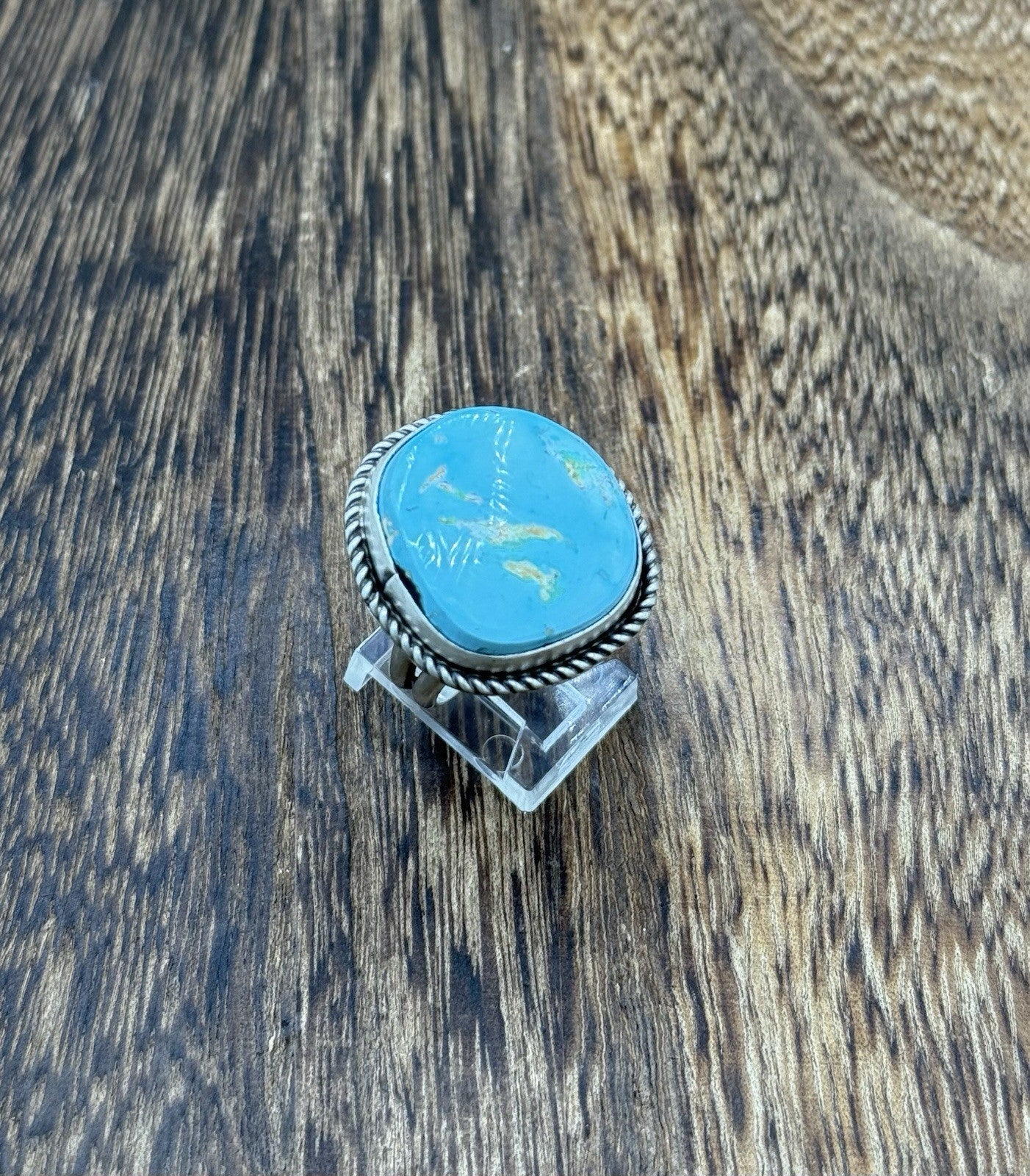 Native American Navajo Handmade Sterling Silver Royston Turquoise Ring Size 9