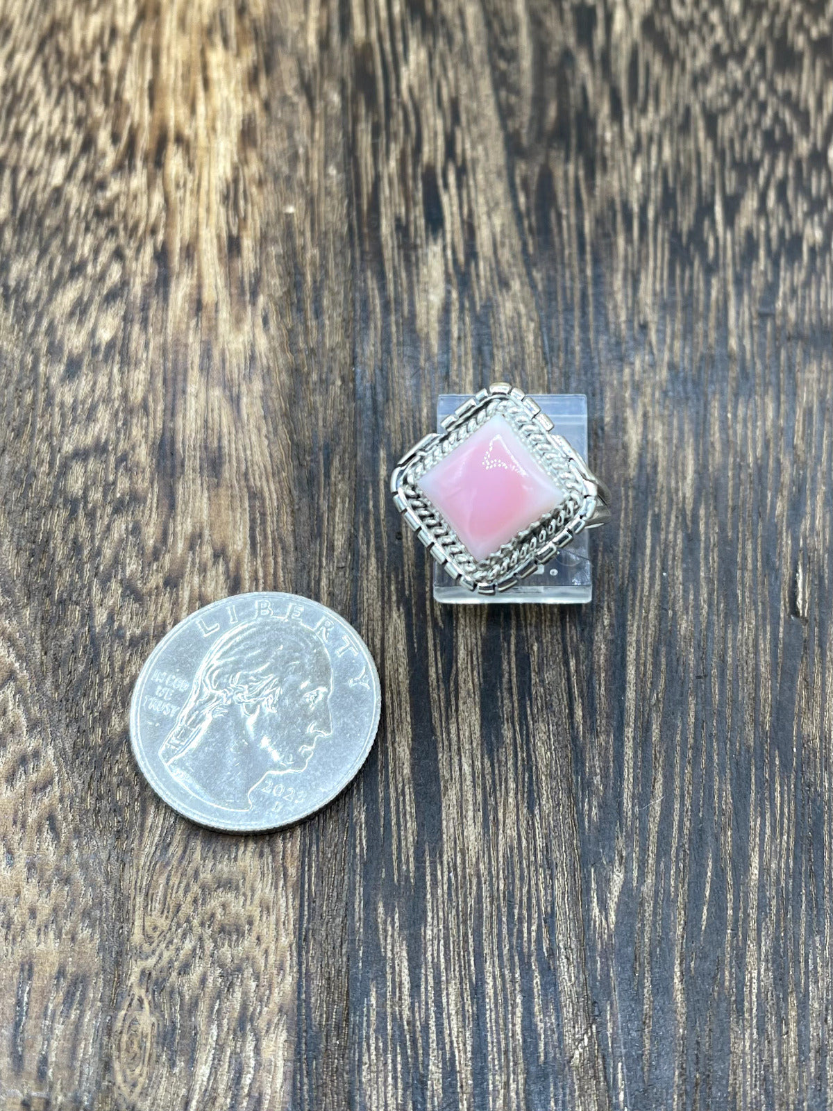 Navajo Handmade Sterling Silver Diamond Pink Conch Shell Band Rings Peggy Skeets