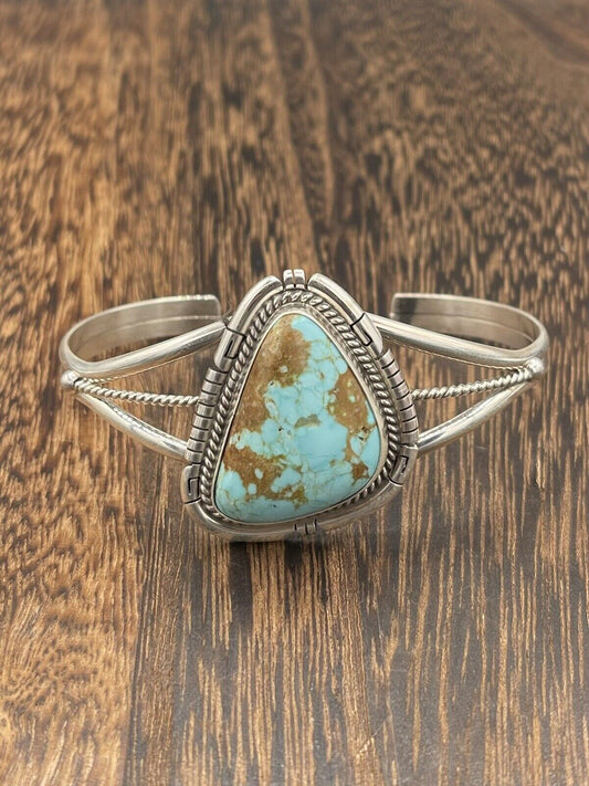 Native American Sterling Silver Navajo Handmade Natural Turquoise Cuff Bracelet