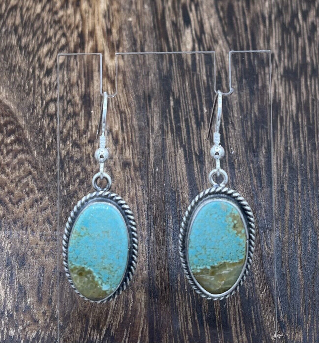 Navajo Handmade Sterling Silver Sonoran Turquoise Dangle Earrings By Byron Begay