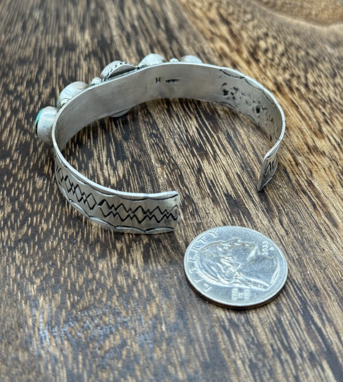 Native Navajo Handmade Sterling Silver Sonoran Gold Turquoise Cuff Bracelet