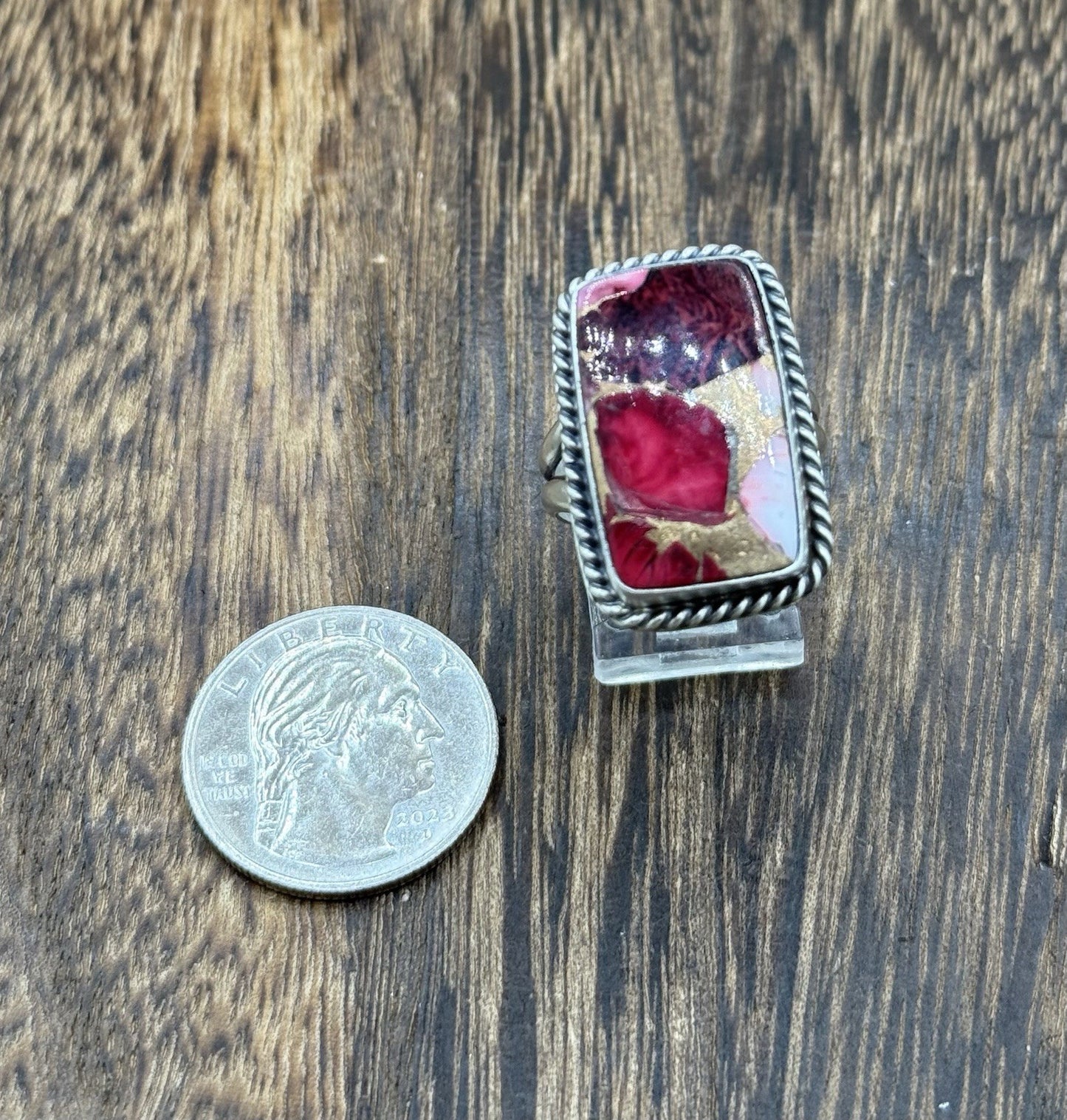 Navajo Handmade Sterling Silver Dahlia Rose Adjustable Ring Size 7 To 10