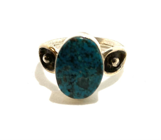 Native American Sterling Navajo Handmade Natural Turquoise Ring Size 8.5