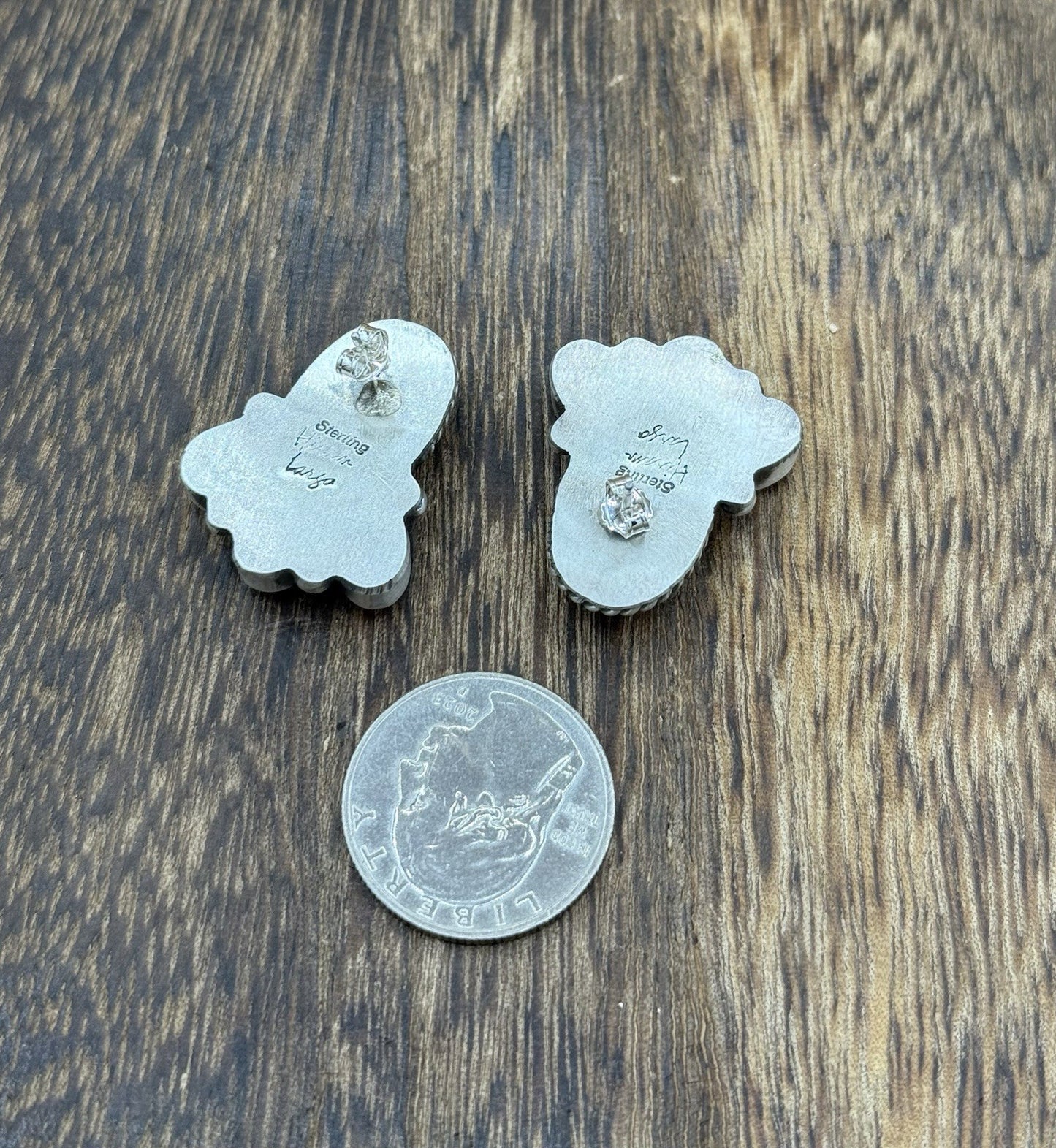 Navajo Handmade Sterling Silver Multi Color Spiny Pink Shell Cluster Earrings