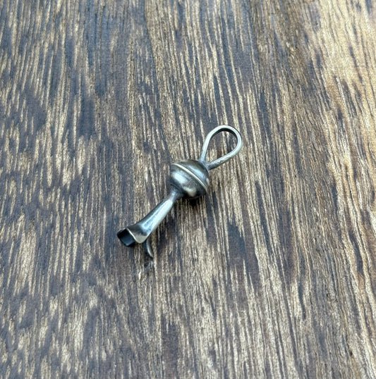 Navajo Handmade Sterling Silver Small Flower Blossom Pendant By Lenora Garcia