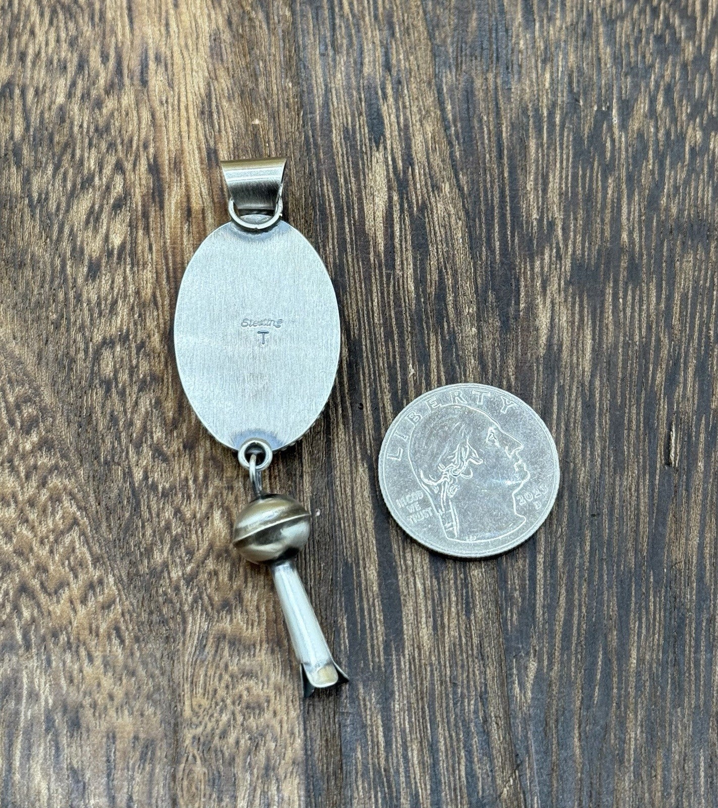 Native Navajo Handmade Sterling Silver Violet Rose Dahlia Dangle Blossom Pendant