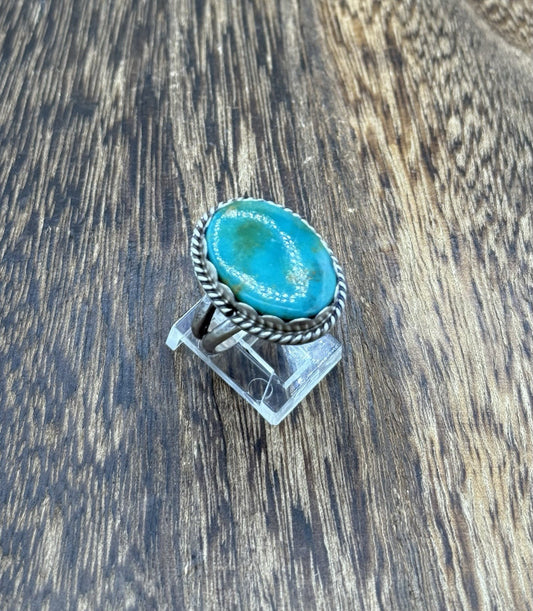 Native American Navajo Handmade Sterling Silver Royston Turquoise Ring Size 8
