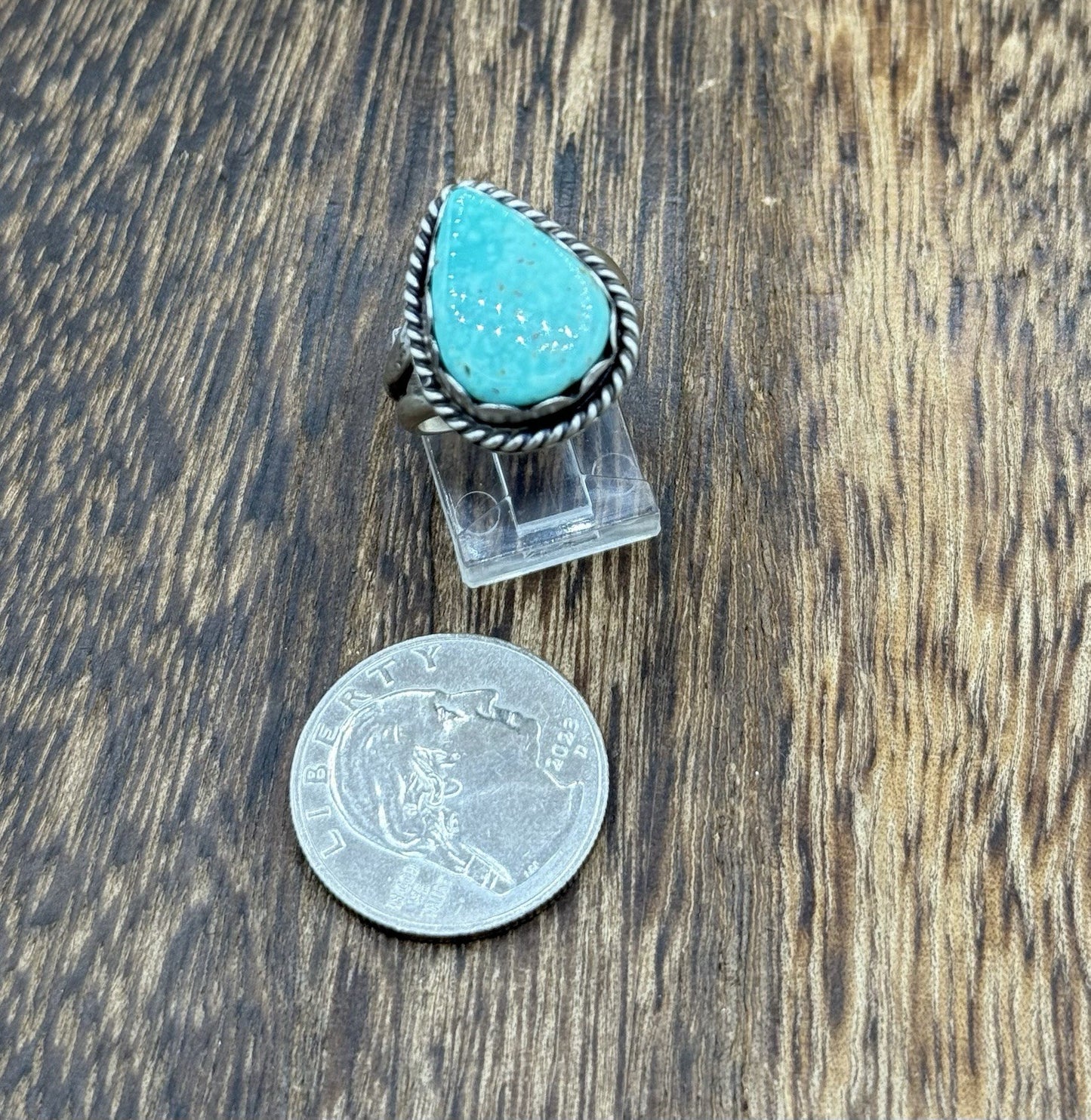 Native American Navajo Handmade Sterling Silver Royston Turquoise Ring Size 7