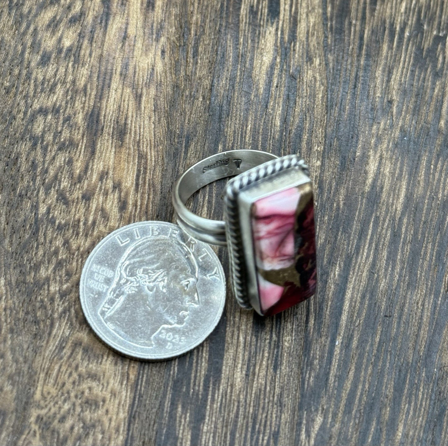 Navajo Handmade Sterling Silver Dahlia Rose Adjustable Ring Size 7 To 10