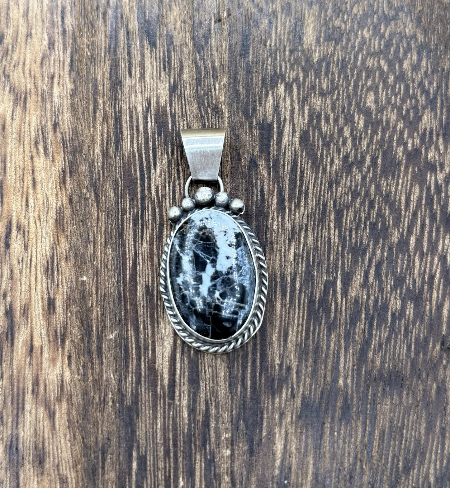 Native American Navajo Handmade Sterling Silver White Buffalo Pendant Old Look
