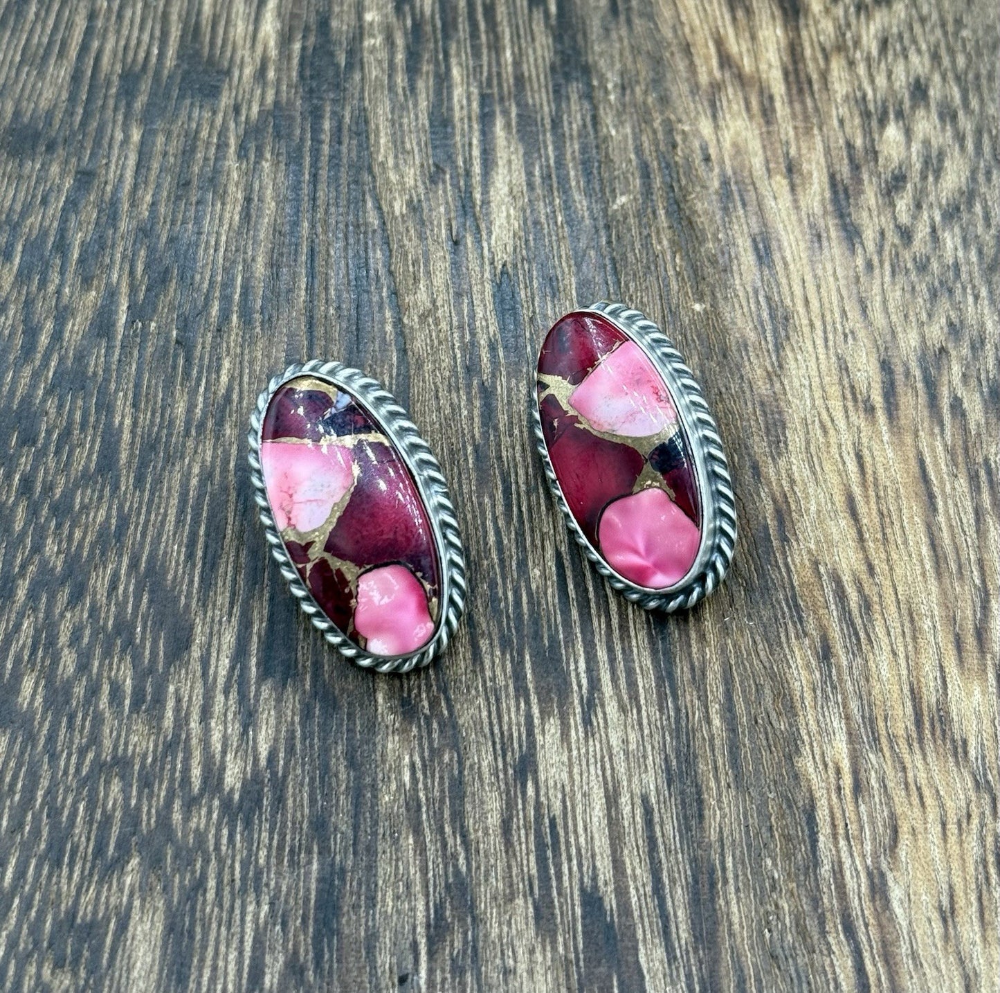Native Navajo Handmade Sterling Silver Dahlia Rose Stud Earrings