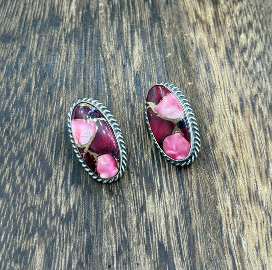 Native Navajo Handmade Sterling Silver Dahlia Rose Stud Earrings