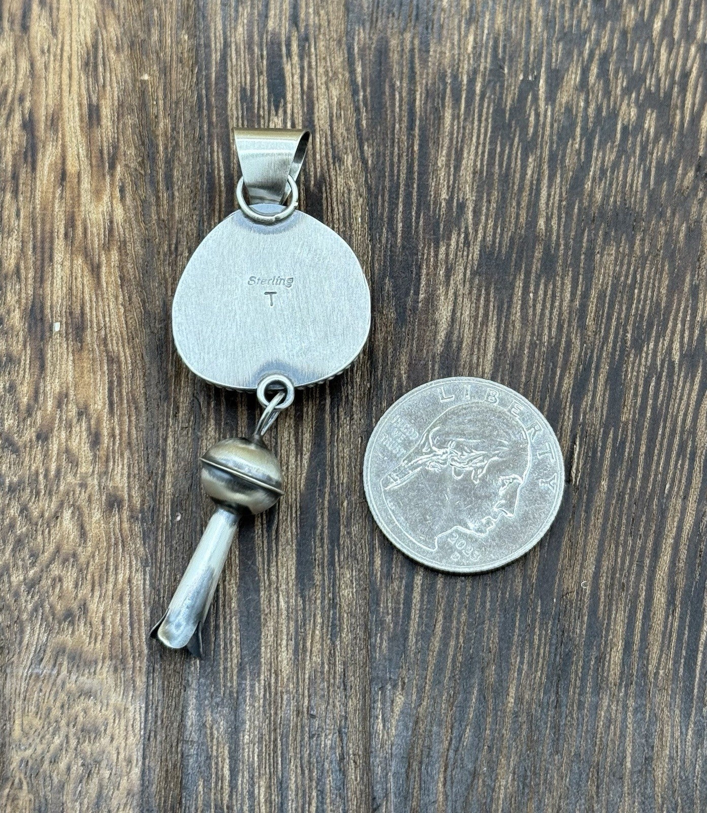 Navajo Handmade Sterling Silver Golden Hills Turquoise Dangle Blossom Pendant