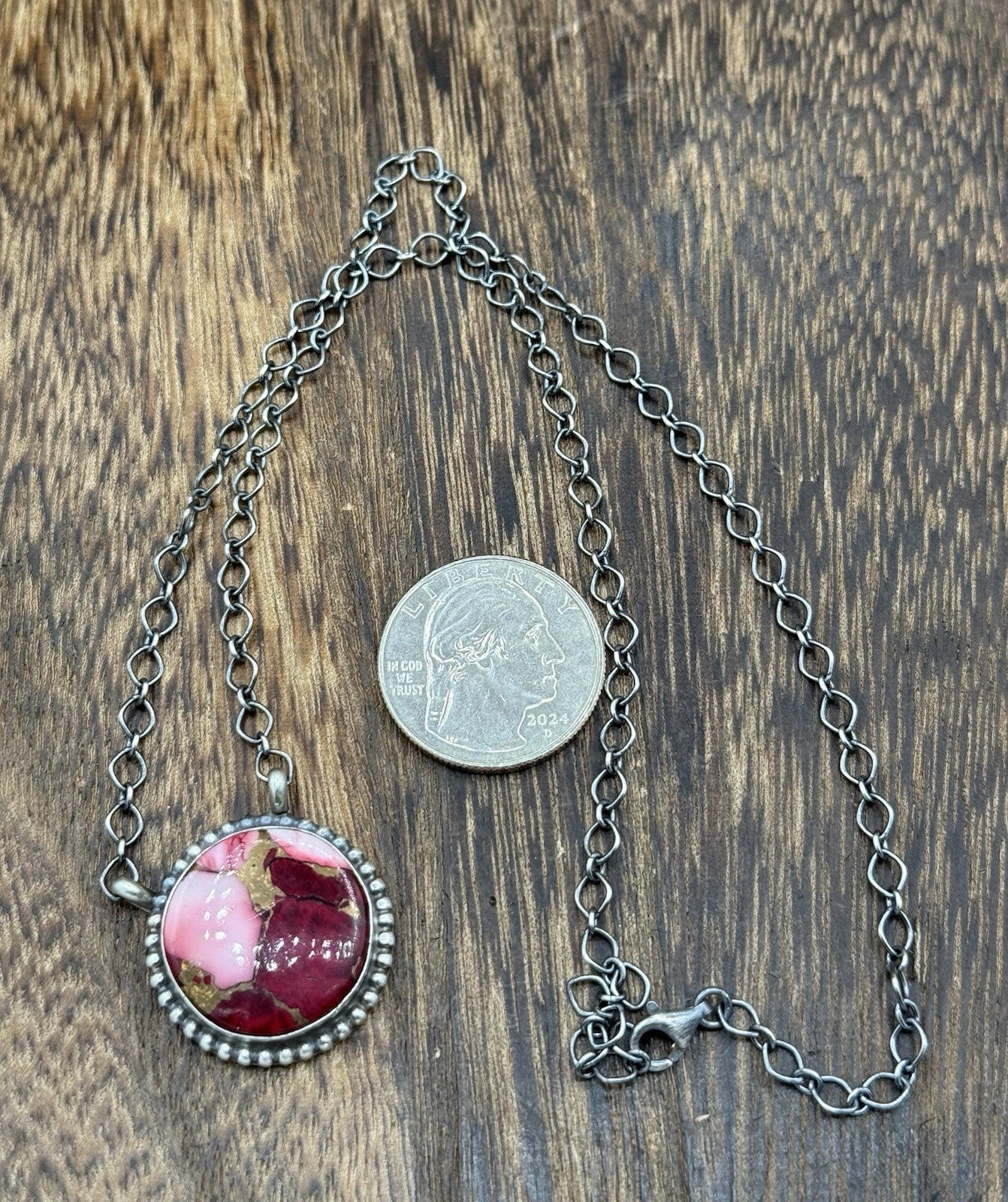 Native American Navajo Handmade Sterling Silver Dahlia Rose Bar Necklace 18”