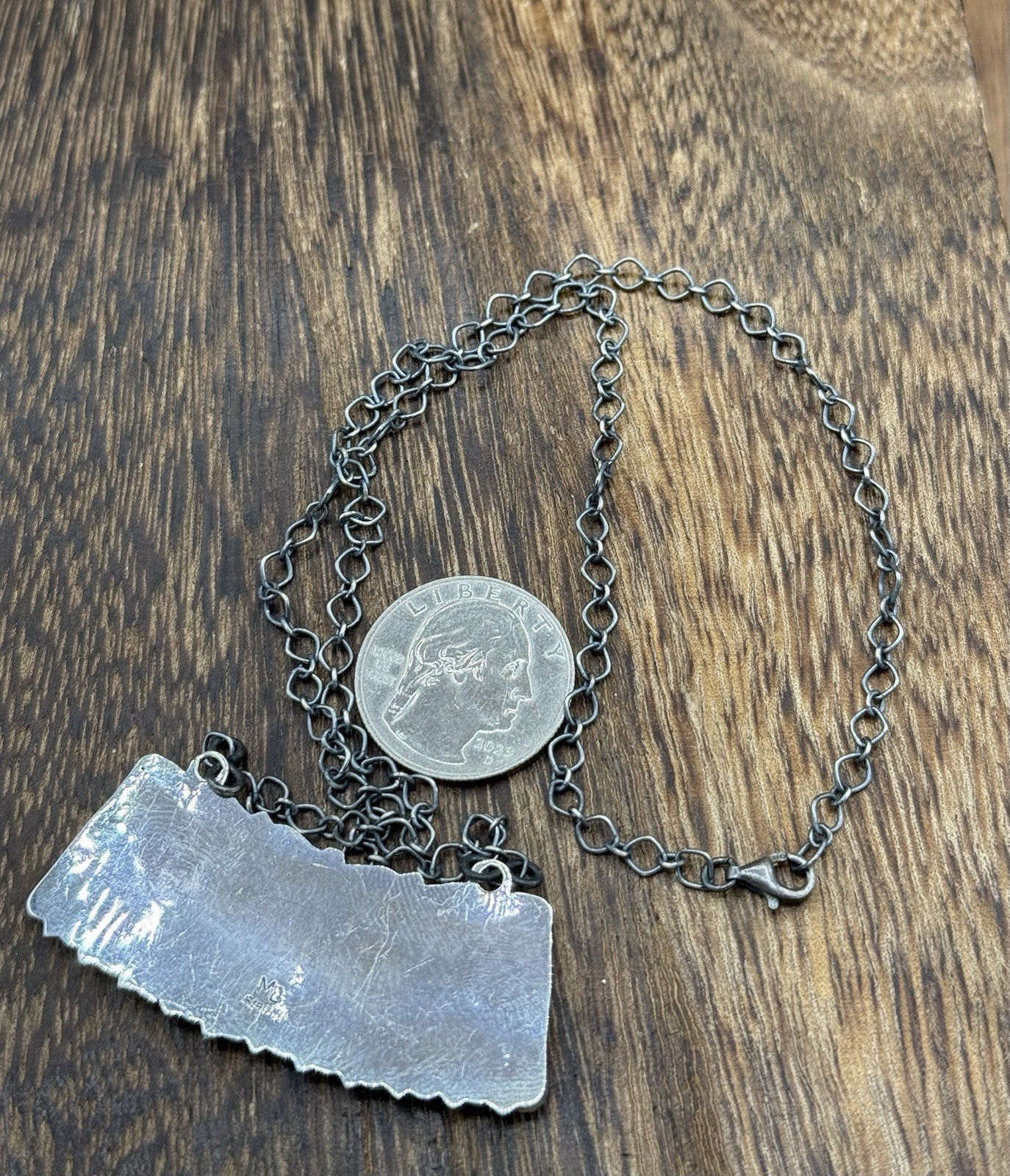 Native Navajo Handmade Sterling Silver Turquoise Cluster Bar Necklace 18”