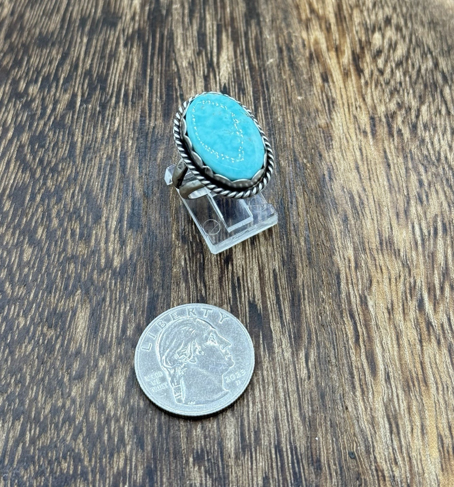 Native American Navajo Handmade Sterling Silver Royston Turquoise Ring Size 8