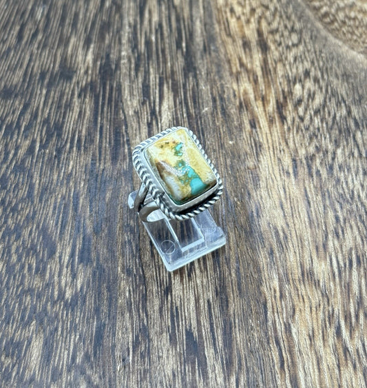Native American Navajo Handmade Sterling Silver Royston Turquoise Ring Size 7
