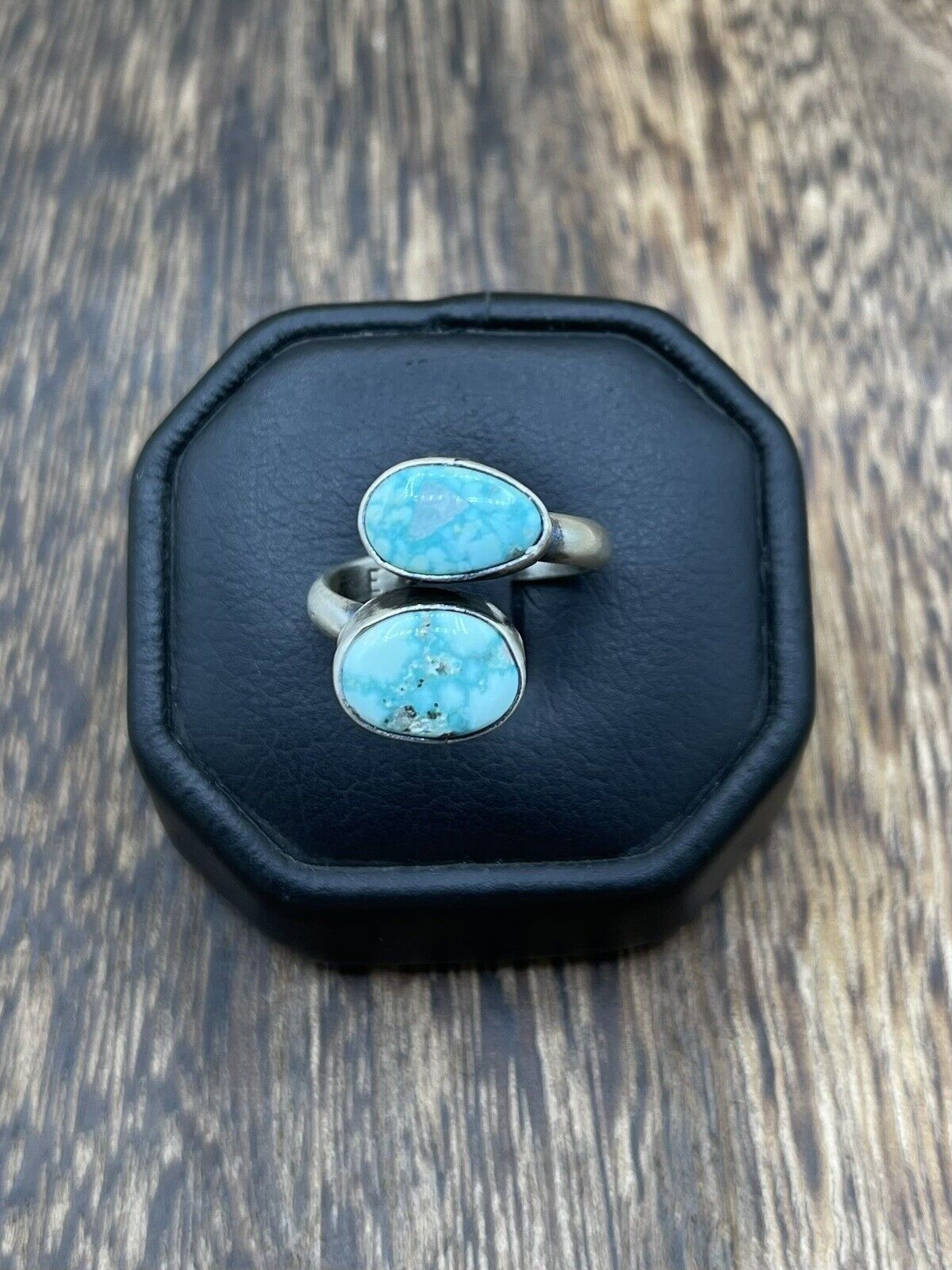 Native American Navajo Handmade Sterling Silver Turquoise Adjustable Ring 6 To 8