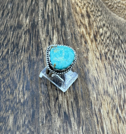 Native American Navajo Handmade Sterling Silver Royston Turquoise Ring Size 8