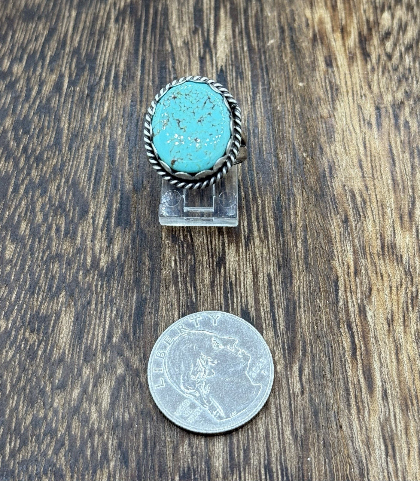 Native American Navajo Handmade Sterling Silver Royston Turquoise Ring Size 7