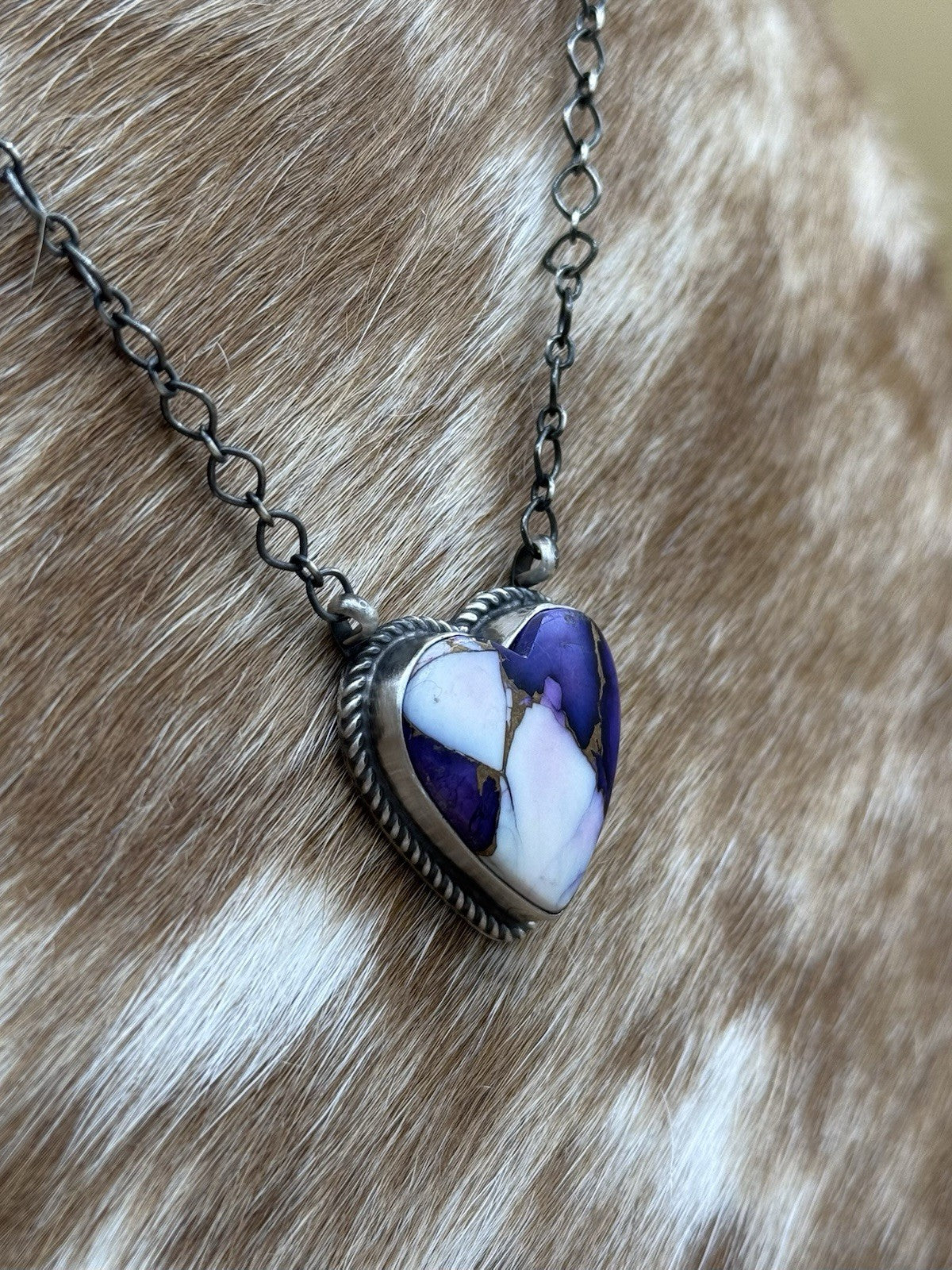 Navajo Handmade Sterling Silver Violet Rose Bar Necklace 18” By Tricia Smith