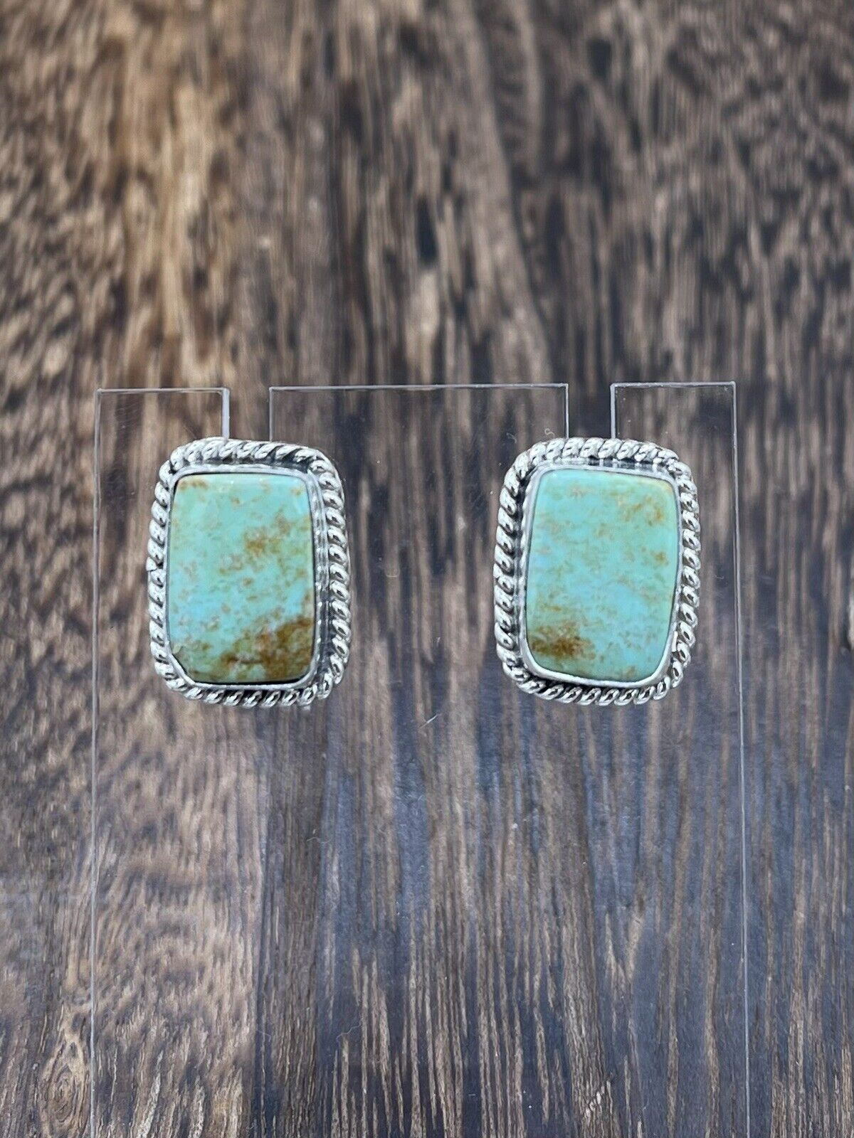 Navajo Handmade Sterling Silver Sonoran Turquoise Post Stud Earrings Byron Begay