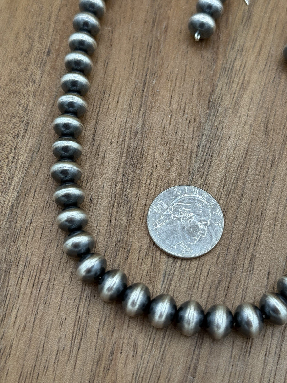 Authentic Navajo Handmade Old Look Navajo Pearl Bead Necklace And Earrings 18”