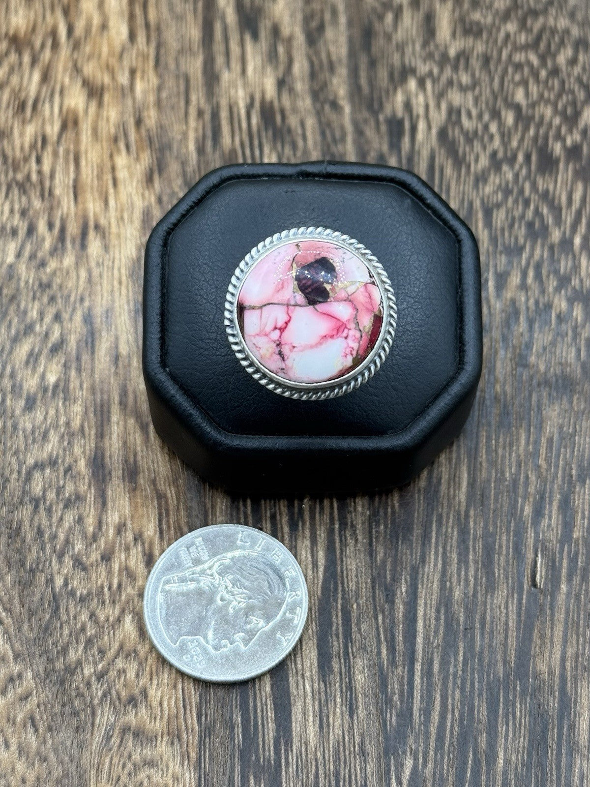 Navajo Handmade Sterling Silver Dahlia Rose Adjustable Ring  Size 7 To 10