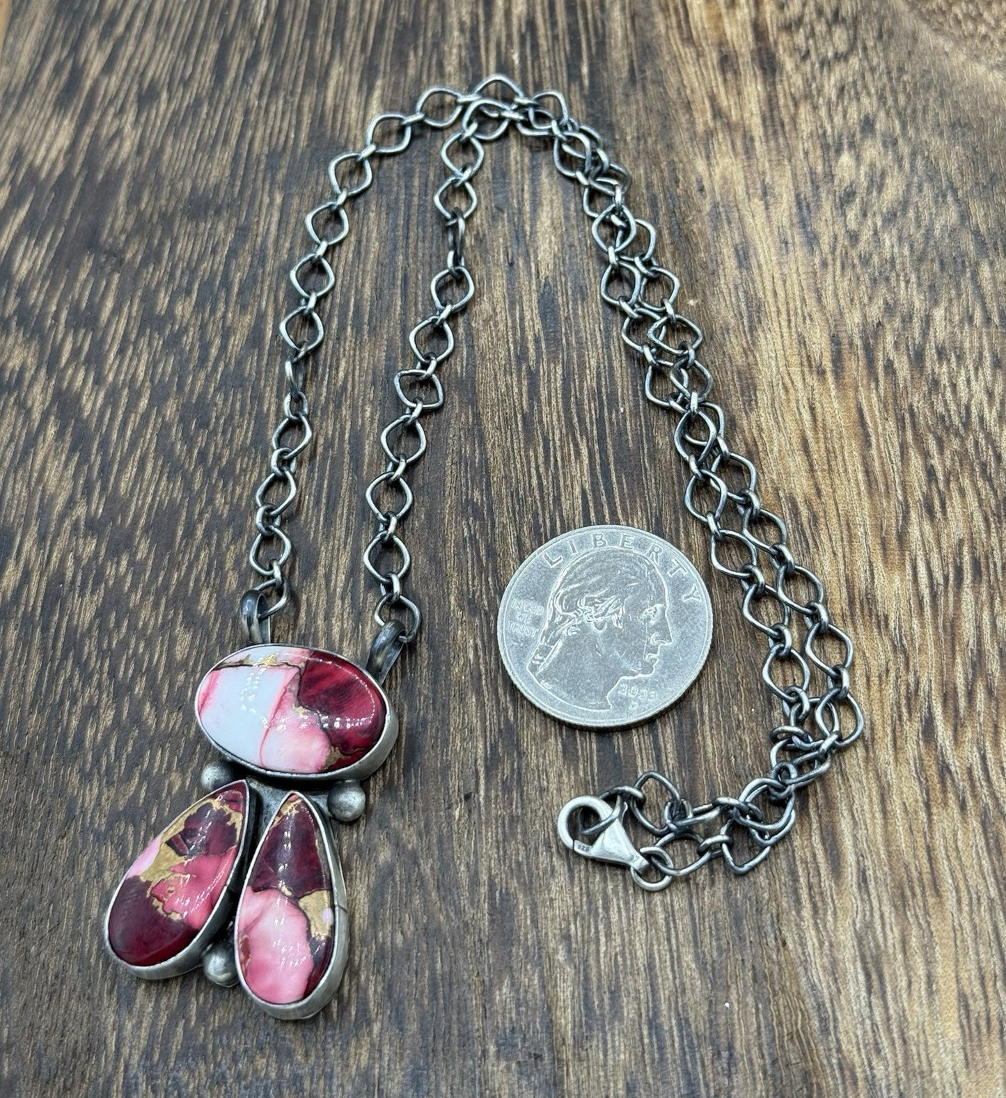 Navajo Handmade Sterling Silver Dahlia Rose Cluster Bar Necklace 18”