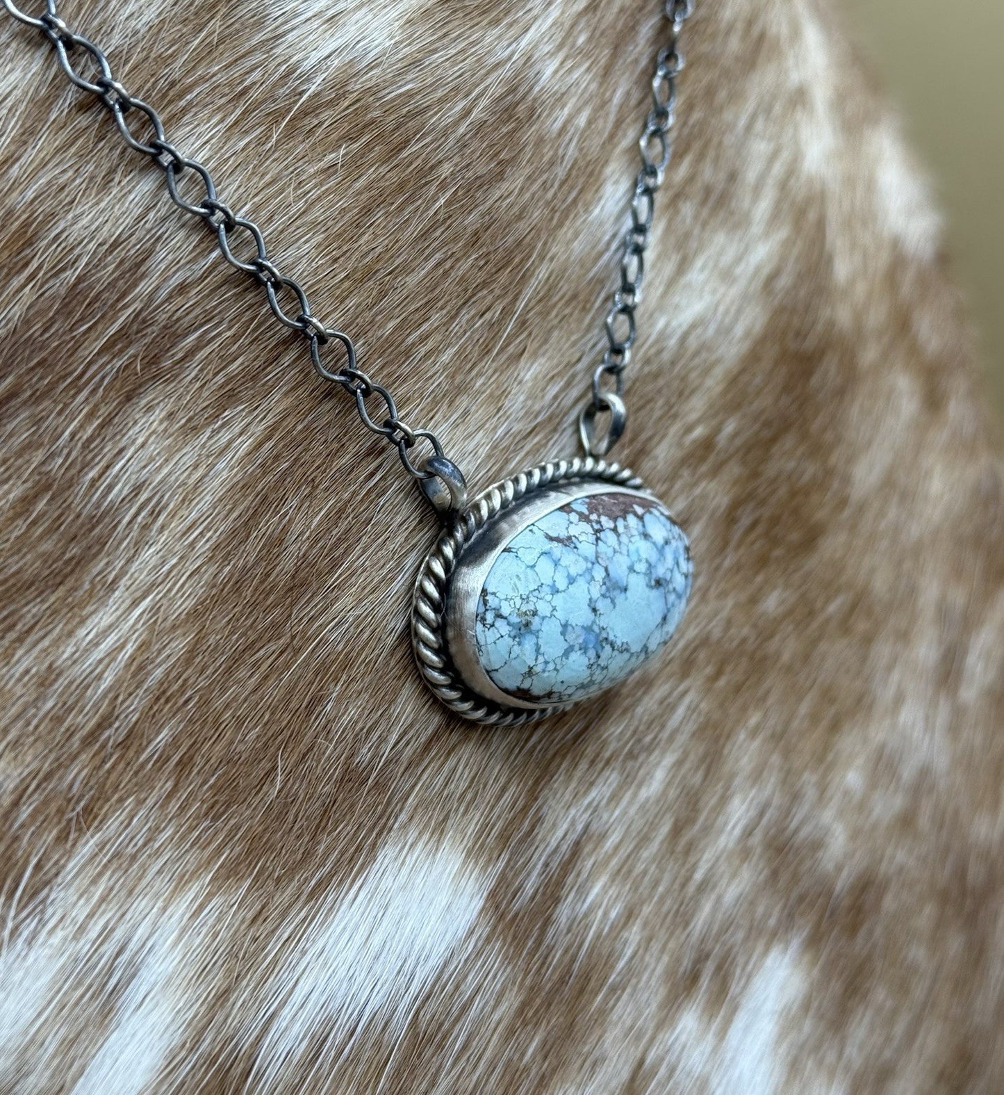 Native Navajo Handmade Sterling Silver Golden Hills Turquoise Bar Necklace 18”