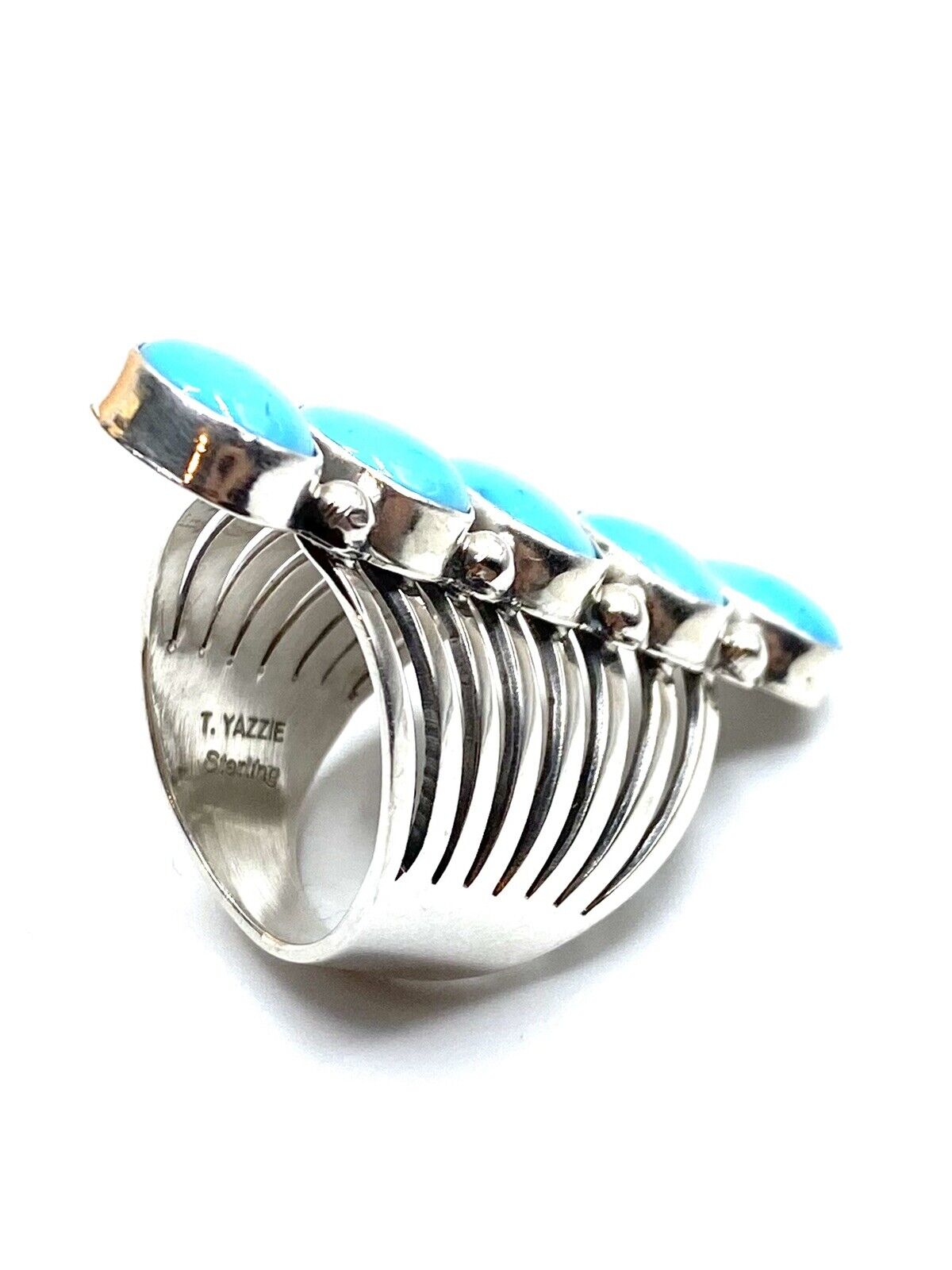 Native American Sterling Navajo Handmade Sleeping Beauty Turquoise Ring Size 6