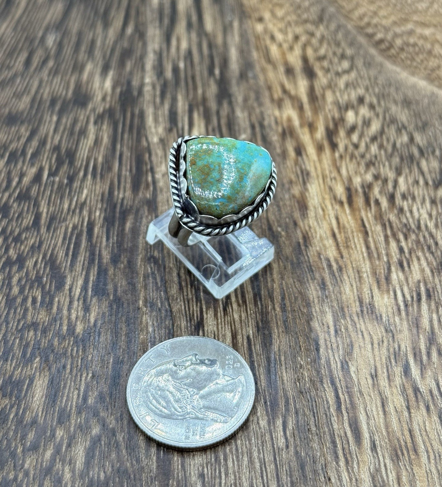 Native American Navajo Handmade Sterling Silver Royston Turquoise Ring Size 7
