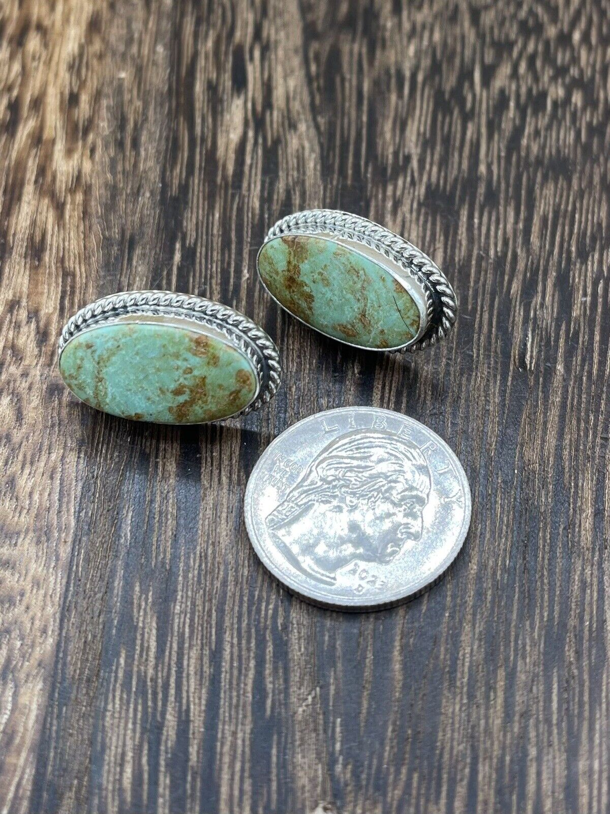 Navajo Handmade Sterling Silver Sonoran Turquoise Post Stud Earrings Byron Begay