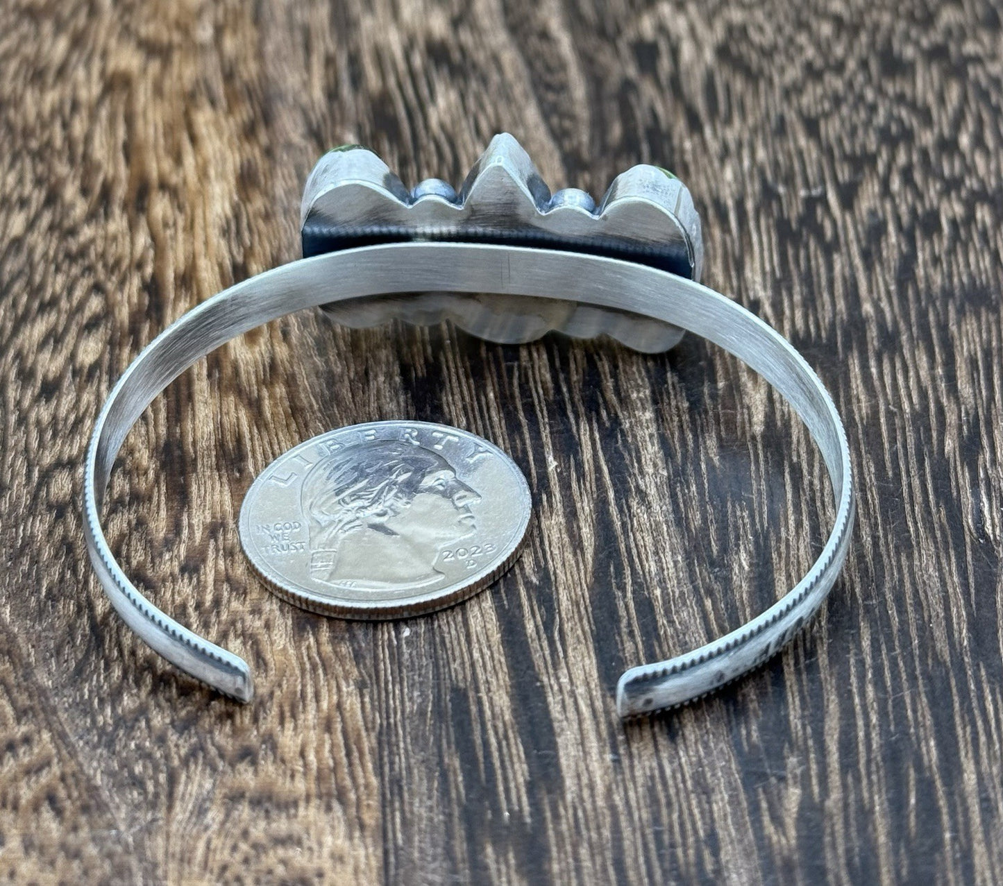 Navajo Handmade Sterling Silver Sonoran Gold Turquoise Stacker Cuff Bracelet