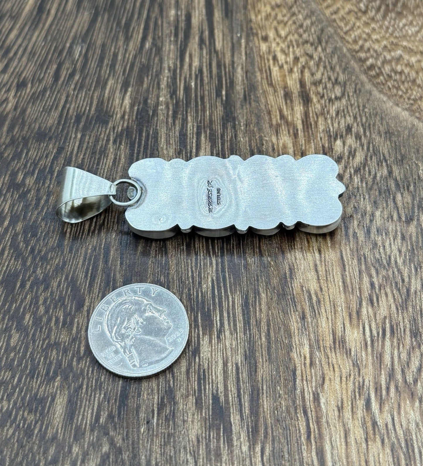 Native Navajo Handmade Sterling Silver Blue Ridge Turquoise Cluster Drop Pendant