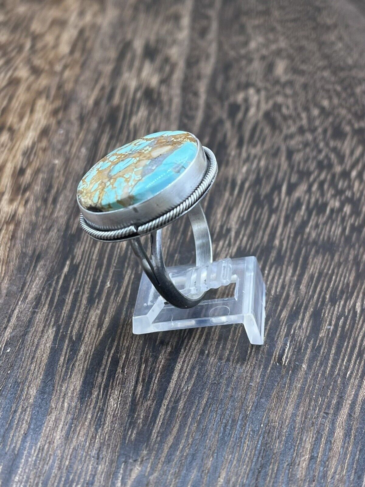 Native American Navajo Handmade Silver Royston Turquoise Old Look Ring Size 10.5