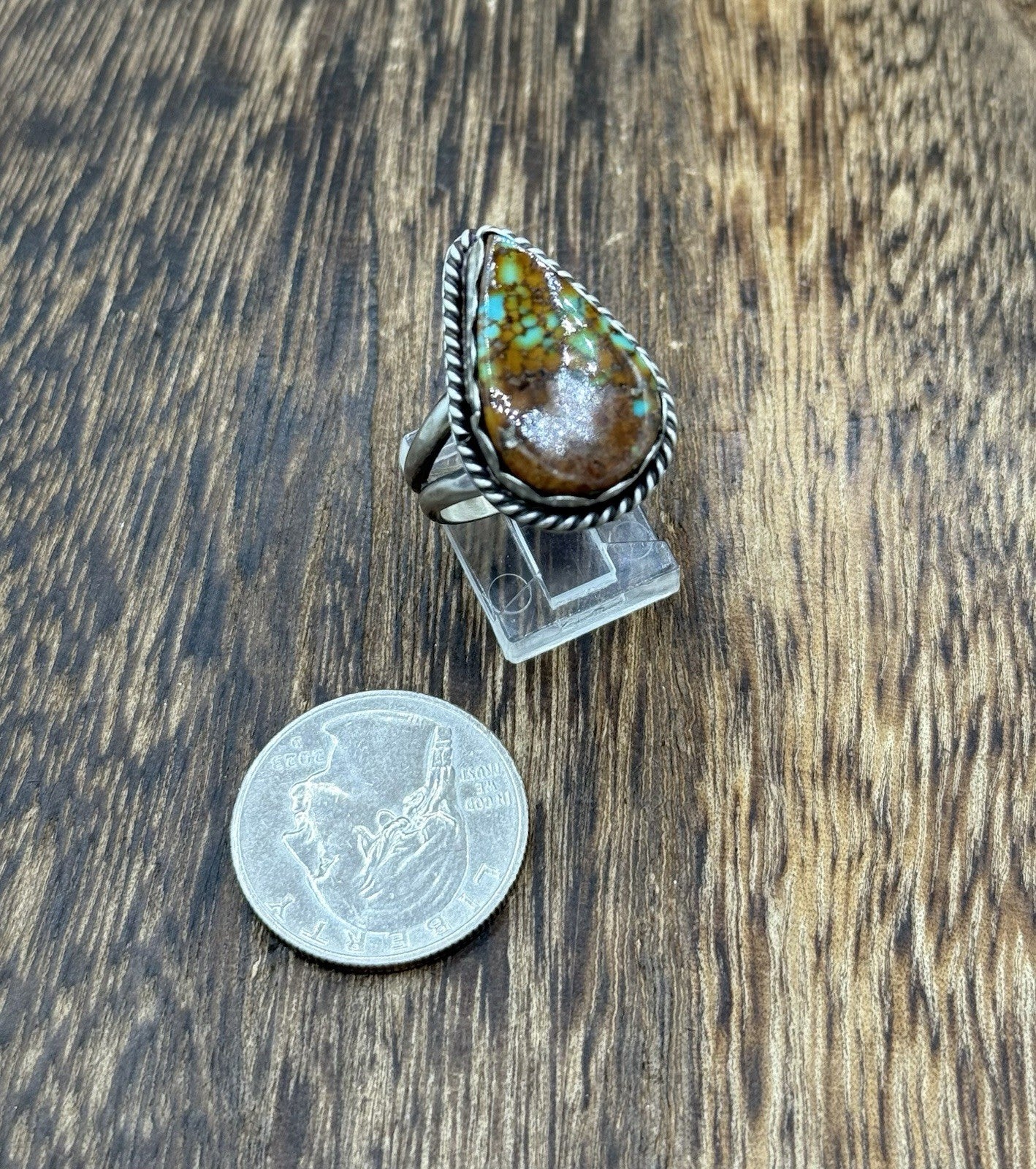 Native American Navajo Handmade Sterling Silver Royston Turquoise Ring Size 9