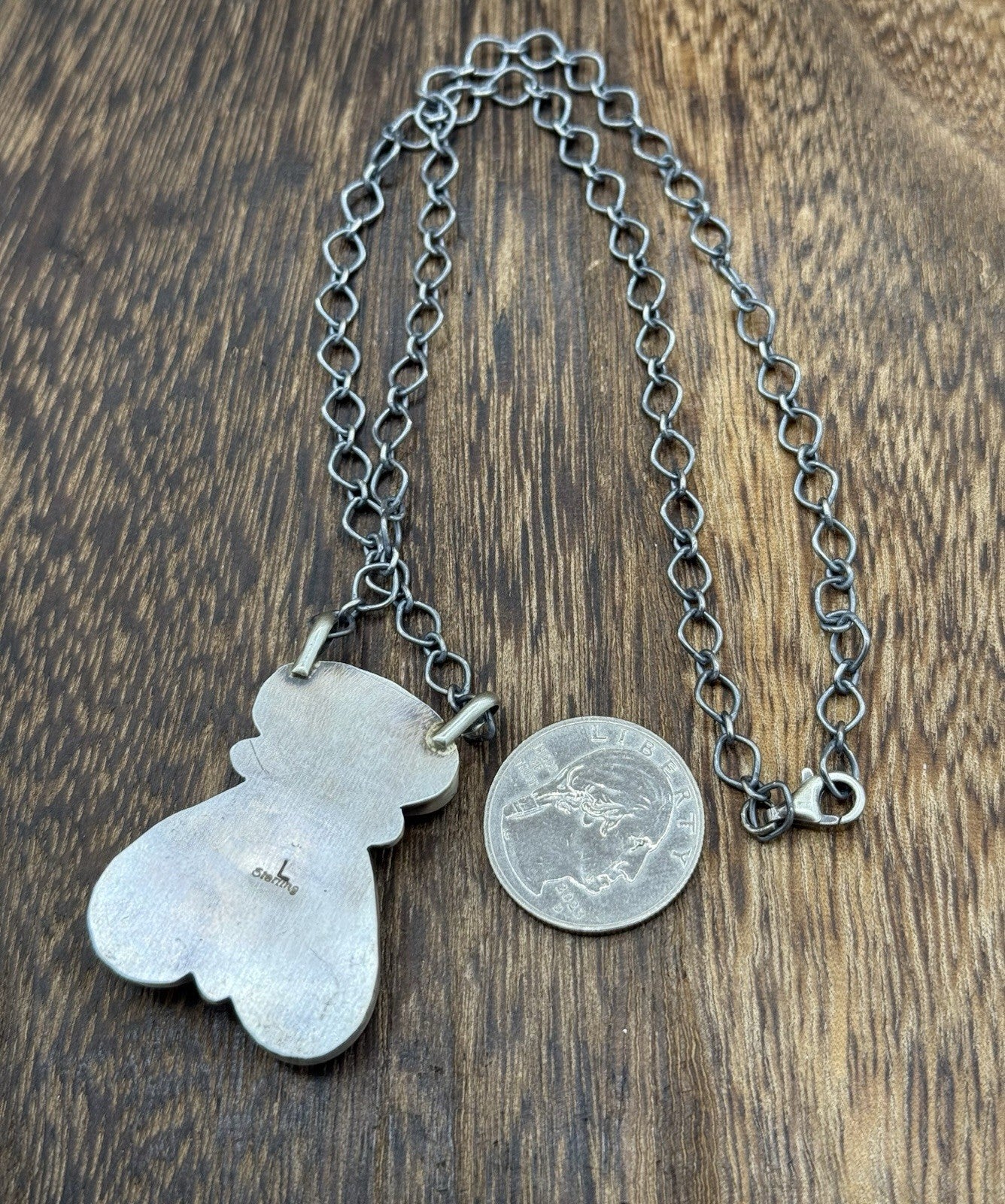 Navajo Handmade Sterling Silver Multi stone Turquoise  Cluster Bar Necklace 18”