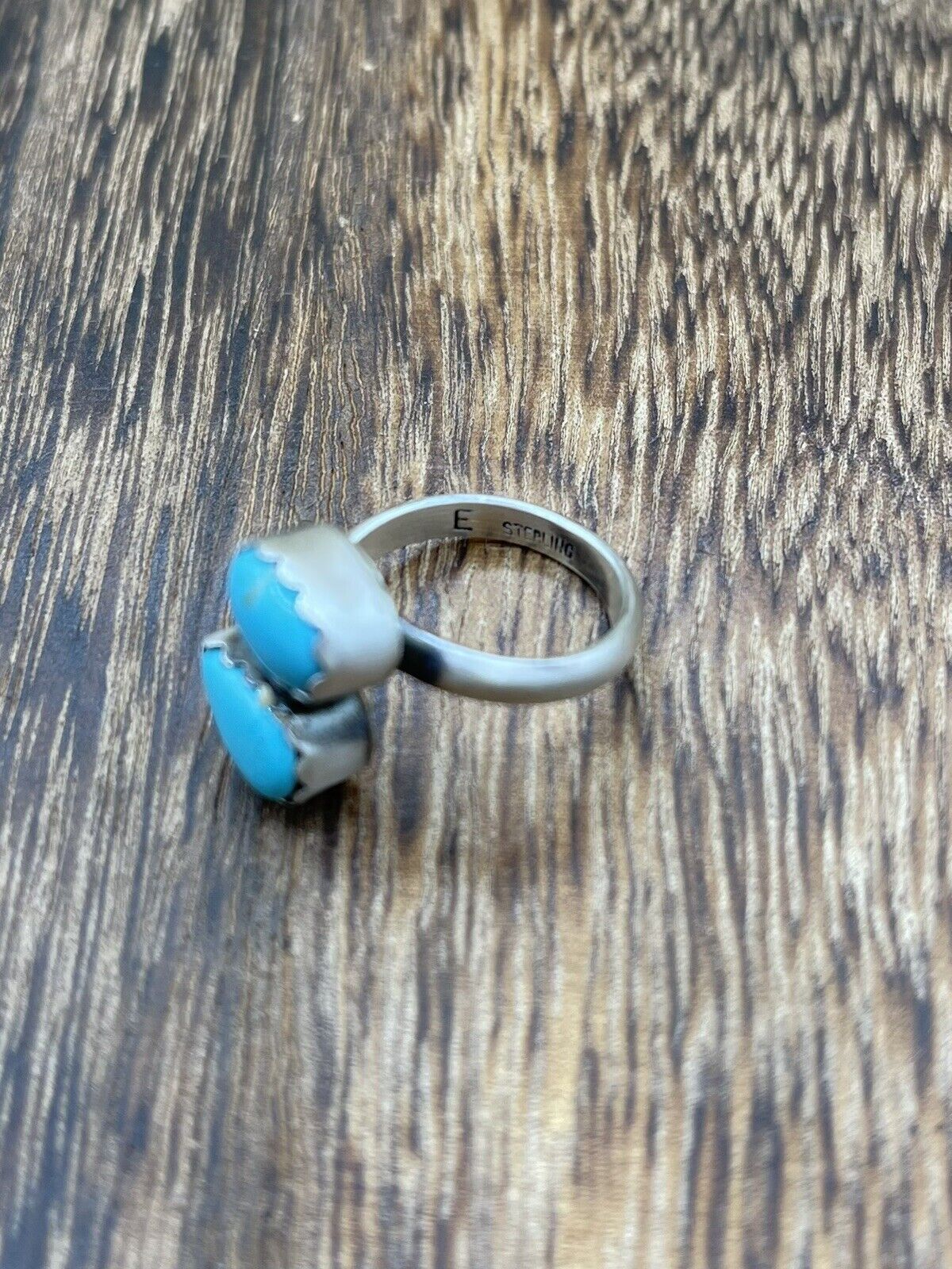 Native American Navajo Handmade Sterling Silver Turquoise Adjustable Ring 6 To 8