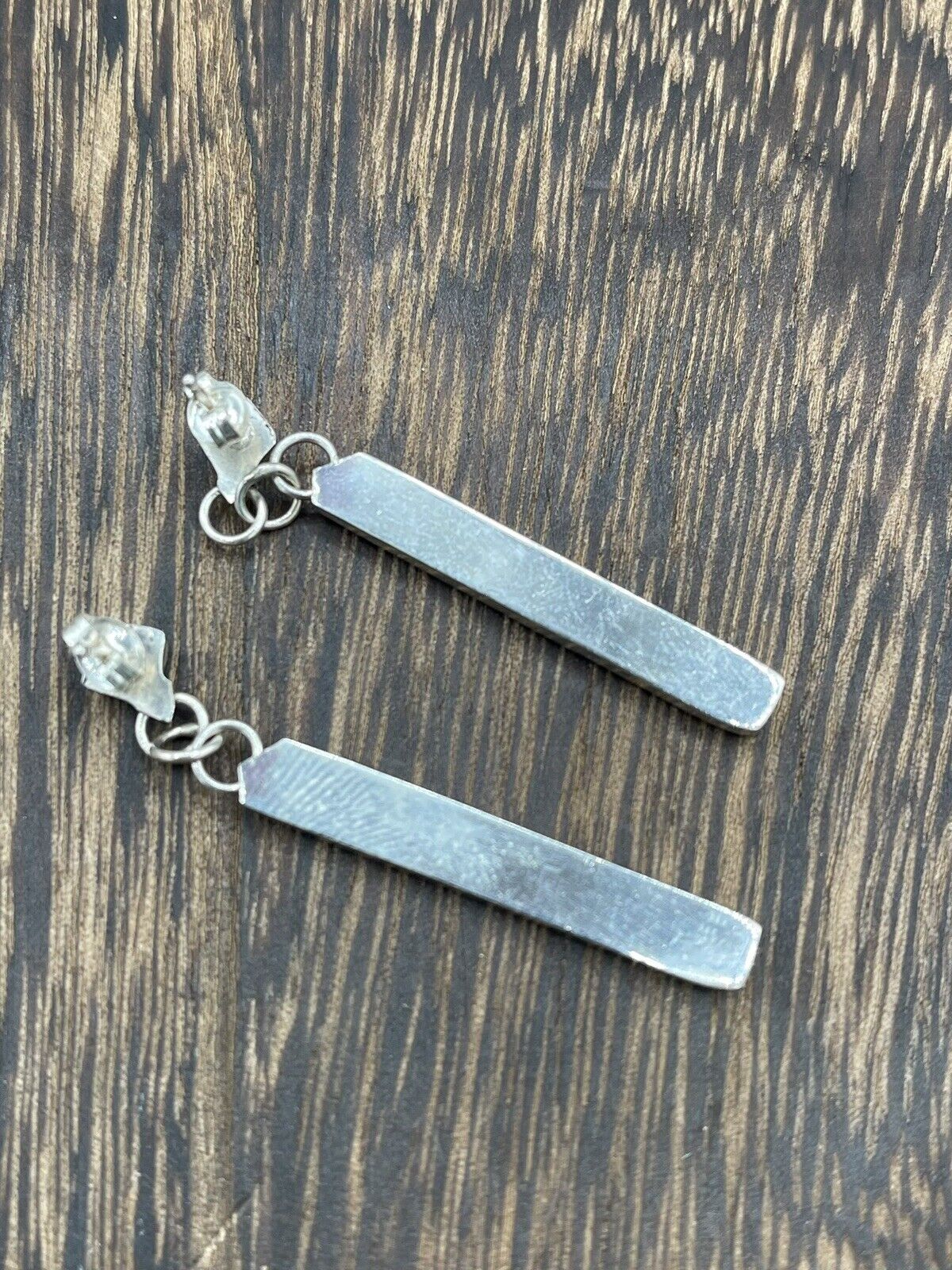 Native American Sterling Silver Zuni Handmade Multi Stone Post Dangle Earrings