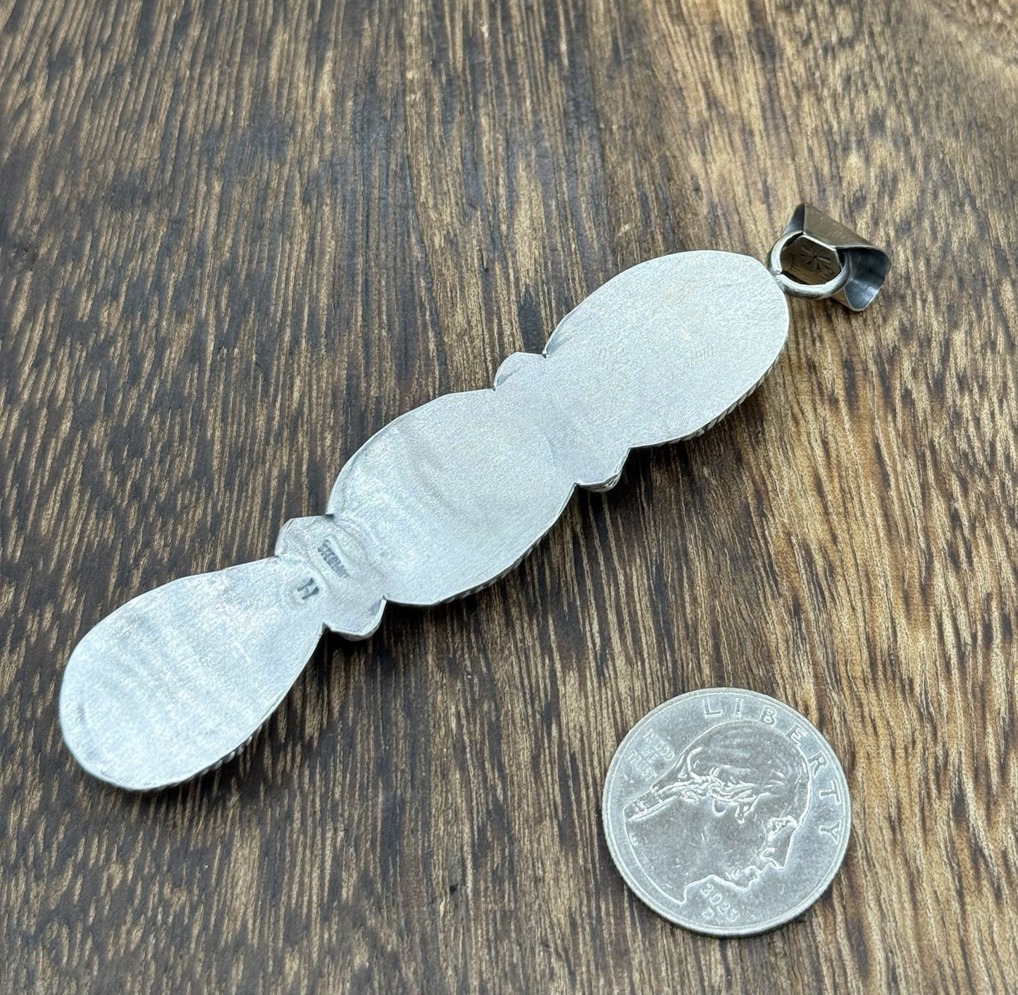 Native Navajo Handmade Sterling Silver Cotton Candy Dahlia Drop Pendant