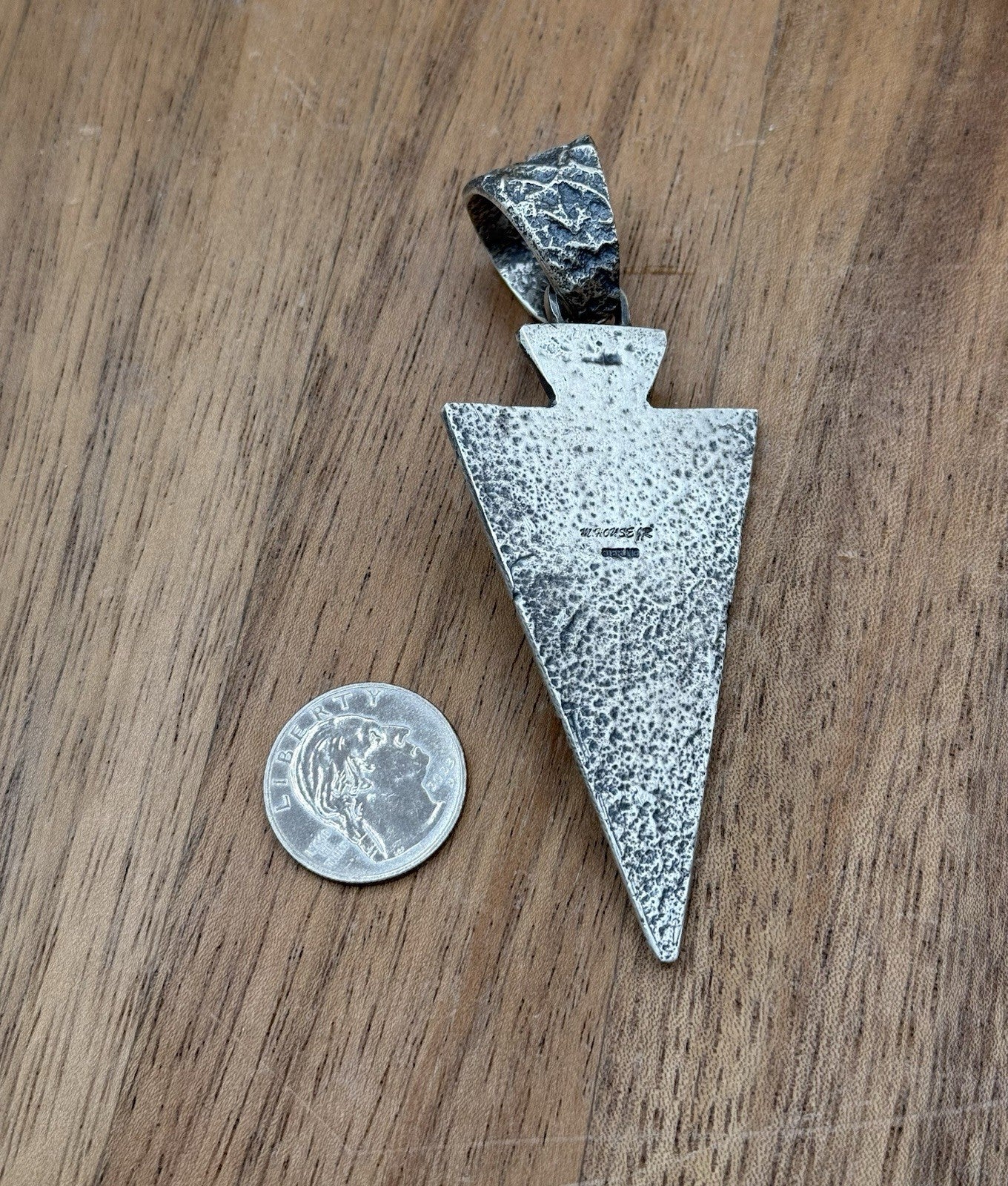 Navajo Silver Blue Ridge Turquoise Arrowhead Pendant Tufa Cast By Merle House