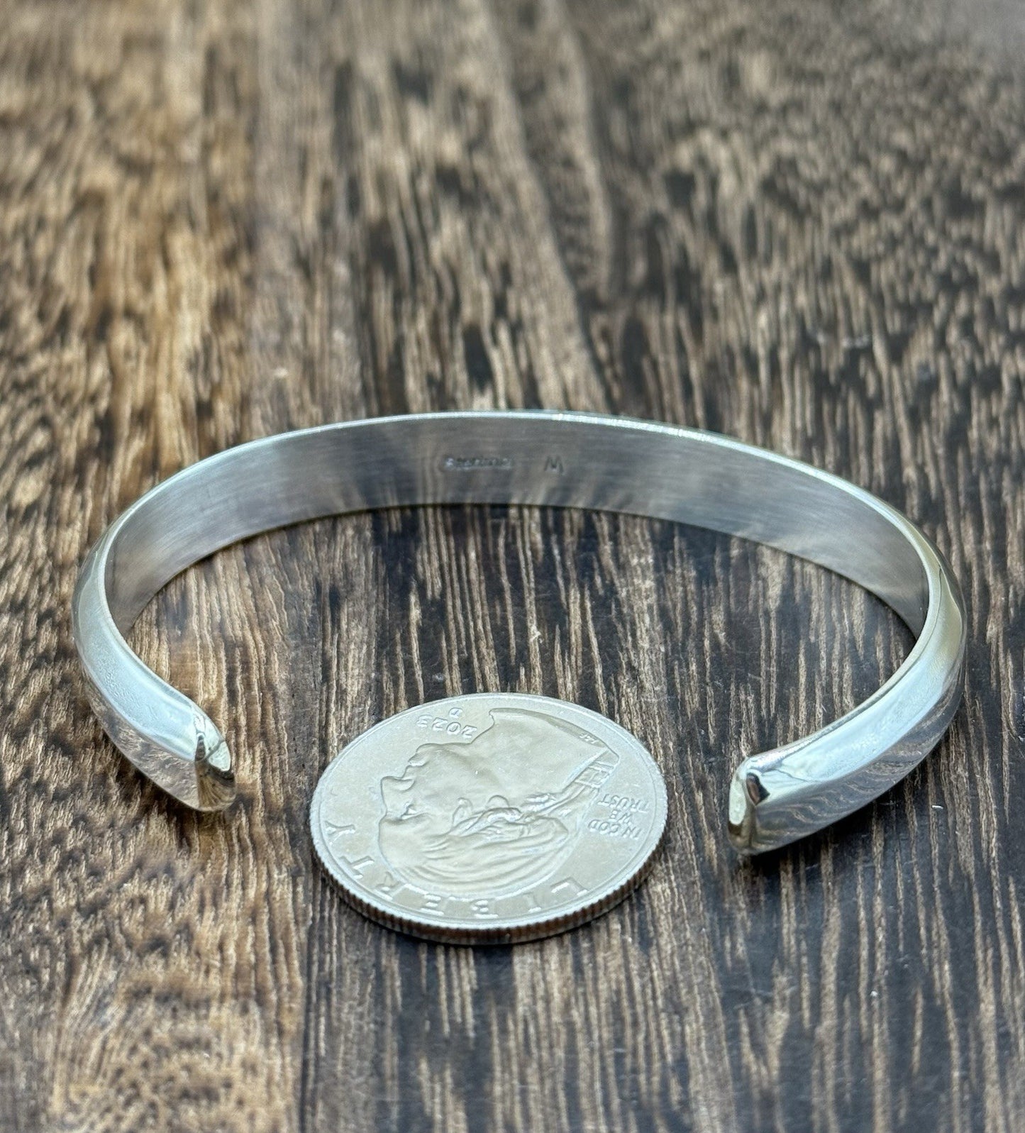 Navajo Handmade Sterling Silver Kingman Turquoise Inlay Bracelet Martha Living.