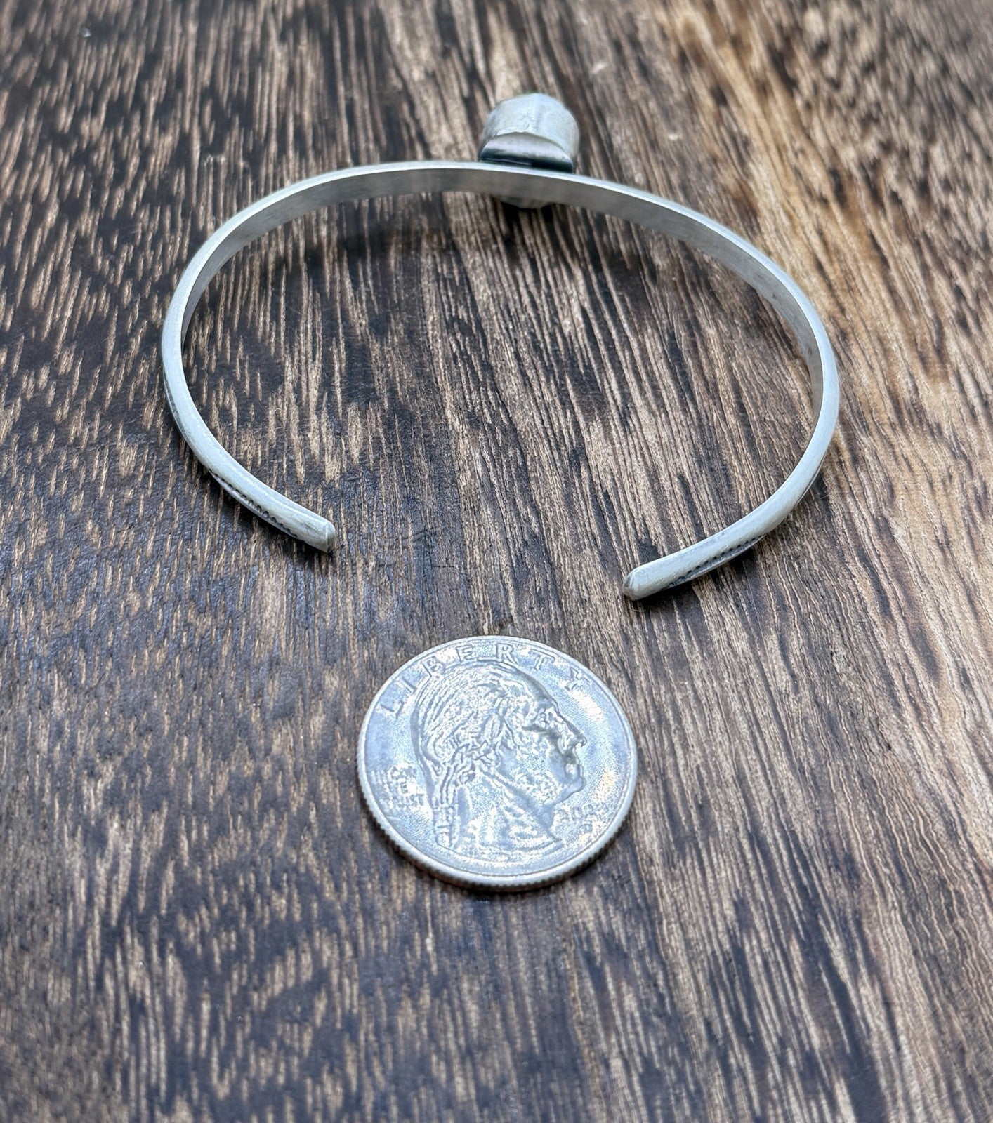 Navajo Handmade Sterling Silver Sonoran Gold Turquoise Stacker Cuff Bracelet