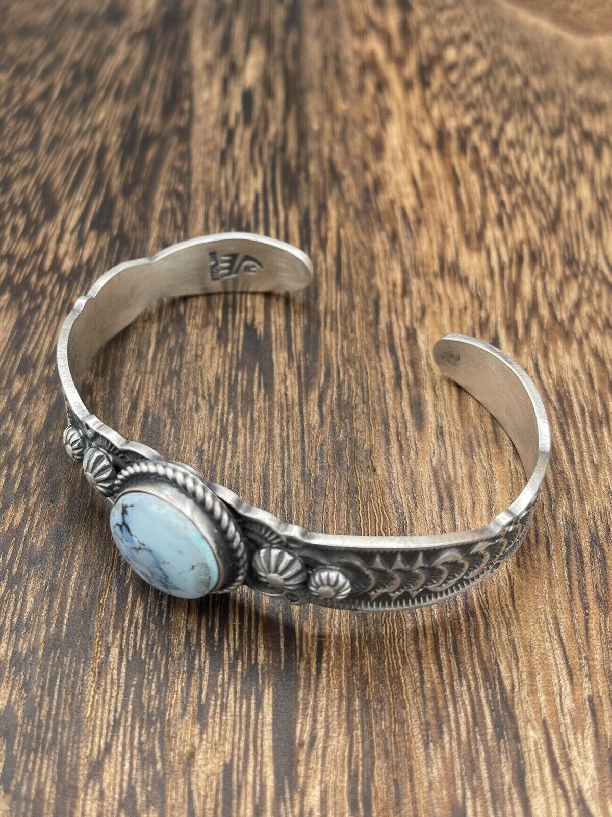 Native American Navajo Handmade Sterling Silver Natural Turquoise Cuff Bracelet